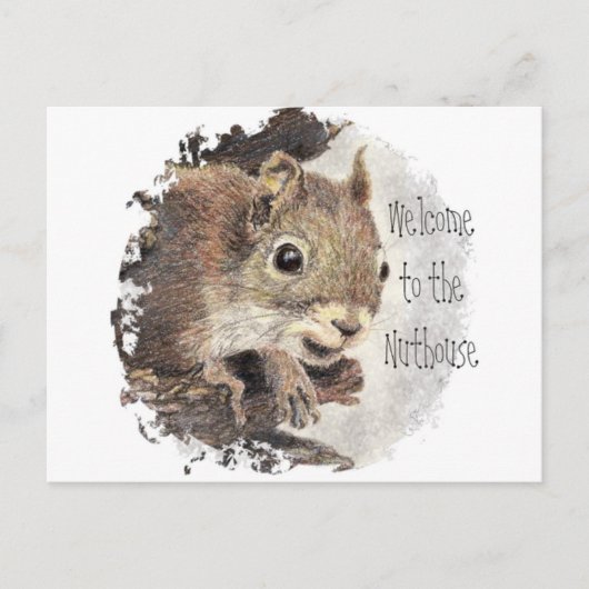 Funny, Welkom in de Nuthouse, Squirrel, Animal Briefkaart (Voorkant)
