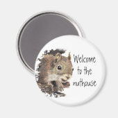 Funny, Welkom in de Nuthouse, Squirrel, Animal Magneet (Voorkant / Achterkant)