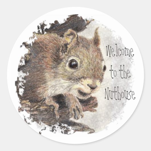 Funny, Welkom in de Nuthouse, Squirrel, Animal Ronde Sticker (Voorkant)