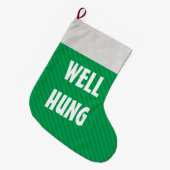 Funny Well Hung Green Stripe Grote Kerstsok (Voorkant (Hangend))