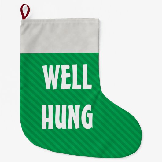 Funny Well Hung Green Stripe Grote Kerstsok (Voorkant)