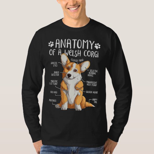 Funny Welsh Corgi Dog Anatomy Dog T-shirt (Voorkant)
