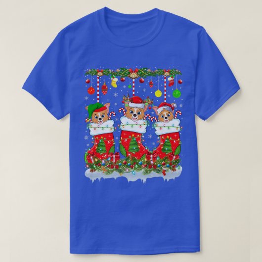 Funny Welsh Corgi Dog in de kerstman T-shirt (Design voorkant)