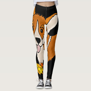 Funny Welsh Corgi Dog met Rubber Chicken Leggings