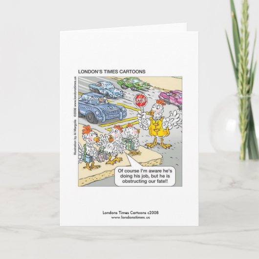 Funny Wenskaart Chicken Crossing Road Kaart (Voorkant)