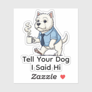 Funny West Highland Whit Dog Business Suit Coffee  Sticker