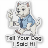 Funny West Highland Whit Dog Business Suit Coffee  Sticker (Voorkant)