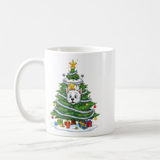 Funny West Highland White Terrier Dog Christmas Tr Koffiemok (Links)