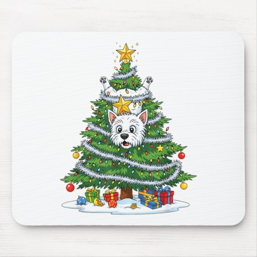 Funny West Highland White Terrier Dog Christmas Tr Muismat (Voorkant)