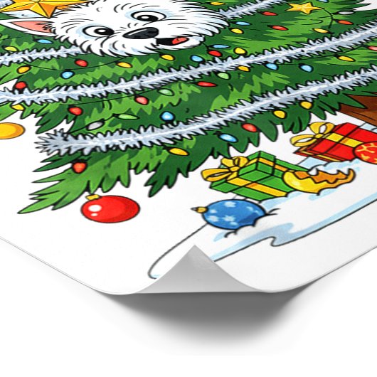 Funny West Highland White Terrier Dog Christmas Tr Poster (Hoek)