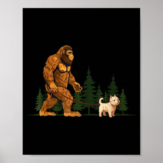 Funny West Highland White Terrier Westie Bigfoot D Poster (Voorkant)