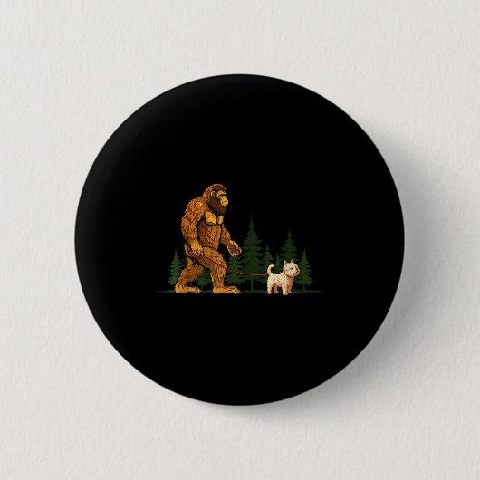 Funny West Highland White Terrier Westie Bigfoot D Ronde Button 5,7 Cm (Voorkant)