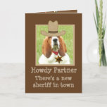 Funny Western Birthday Card w/"Basset Sheriff" Kaart<br><div class="desc">Funny Western Th-Birthday Card w/"Basset Hound Sheriff"</div>