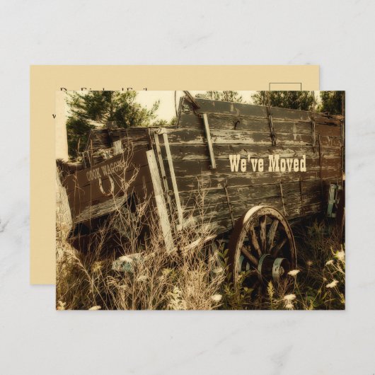 Funny Western Moving New Address Rustic Boerderij  Aankondigingskaart (Voorkant / Achterkant)