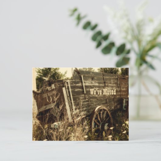 Funny Western Moving New Address Rustic Boerderij  Aankondigingskaart (Staand voorkant)