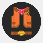 Funny Western Sheriff Halloween Cowboy Vest Simple Ronde Sticker (Voorkant)