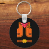 Funny Western Sheriff Halloween Cowboy Vest Simple Sleutelhanger (Voorkant)