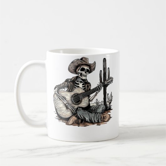 Funny Western Skeleton Cowboy Playing Guitar Count Koffiemok (Links)