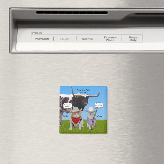 Funny Western/Texan/Cowboys Save the Date Magneet (Insitu (Vaatwasser))