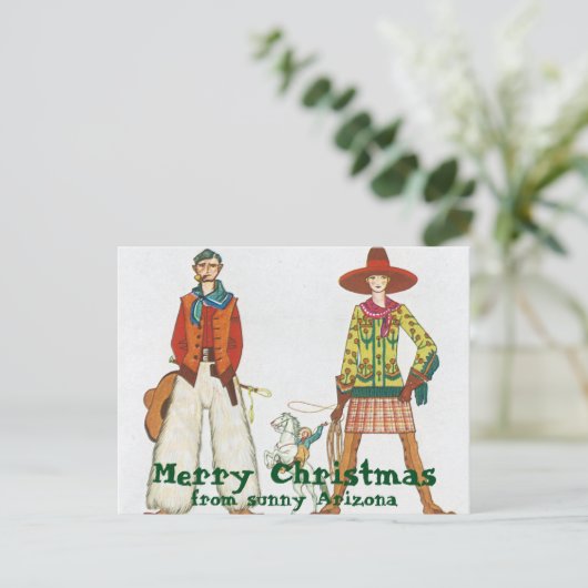 Funny Western Wear Christmas From Arizona Feestdagenkaart (Staand voorkant)