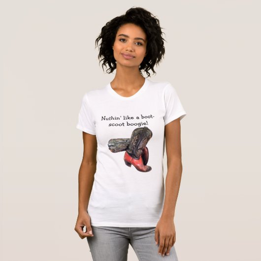 Funny Westerne Cowboy Boot Scoot T-shirt (Voorkant volledig)