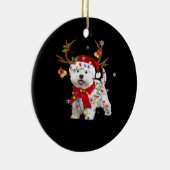 Funny Westie Christmas Tee Reindeer Christmas Ligh Keramisch Ornament (Rechts)