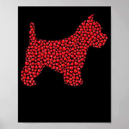 Funny Westie Dog Lover Hearts Love Westie Valentin Poster (Voorkant)