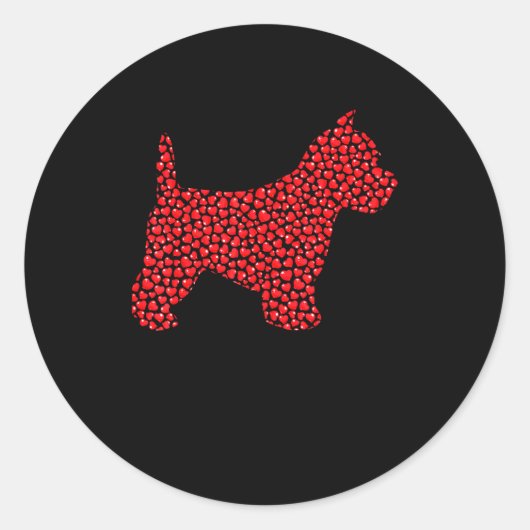 Funny Westie Dog Lover Hearts Love Westie Valentin Ronde Sticker (Voorkant)