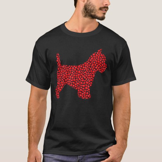 Funny Westie Dog Lover Hearts Love Westie Valentin T-shirt (Voorkant)