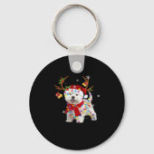 Funny Westie-kerstfeest T-shirt Reindekerst Ligh Sleutelhanger (Voorkant)