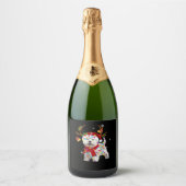 Funny Westie-kerstfeest T-shirt Reindekerst Ligh Sparkling Wijnetiket (Voorkant)