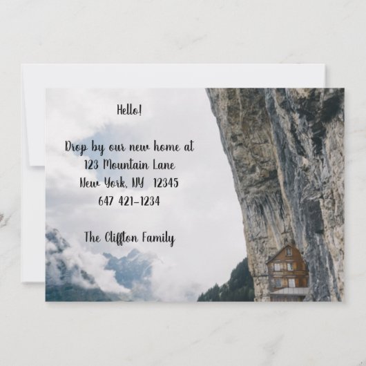 Funny Weve Moved New Address Cliff House Aankondiging (Achterkant)