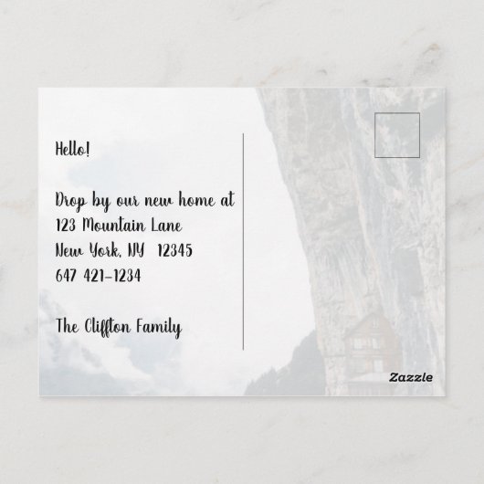 Funny Weve Moved New Address Cliff House Briefkaart (Achterkant)