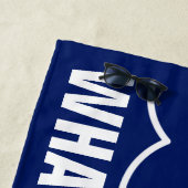 Funny Whale Hallo daar Pun White Blue Beach Towel Strandlaken (In situ)