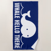 Funny Whale Hallo daar Pun White Blue Beach Towel Strandlaken (Voorkant)