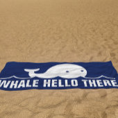 Funny Whale Hallo daar Pun White Blue Beach Towel Strandlaken