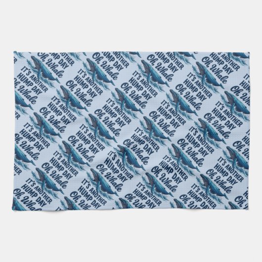 Funny Whale Pun "Oh Whale" Hump Day Design Theedoek (Horizontaal)