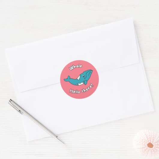 Funny Whale Pun Sticker - Schattigee Oceaan Dier (Envelop)