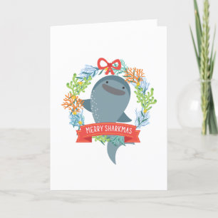 Funny Whale Shark Christmas Gevouwen Vakantie Kaar Feestdagen Kaart