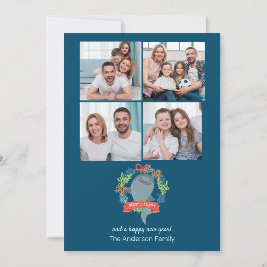 Funny Whale Shark Foto Kerstmis Feestdagenkaart (Voorkant)