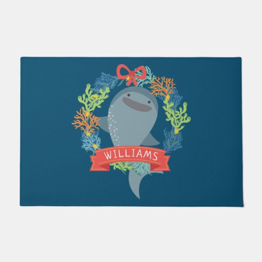 Funny Whale Shark Kerstmis Deurmat (Voorkant)