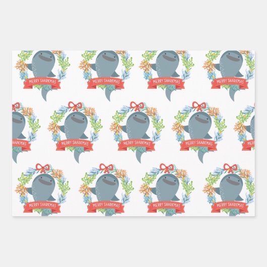 Funny Whale Shark Kerstmis Inpakpapier Vel (Voorkant)