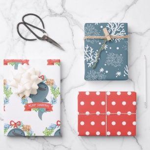 Funny Whale Shark Kerstmis Inpakpapier Vel