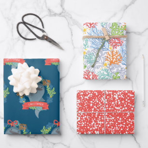 Funny Whale Shark, met de naam Kerstmantel. Inpakpapier Vel