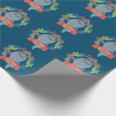 Funny Whale Shark met naam Kerstmis Cadeaupapier (Hoek)