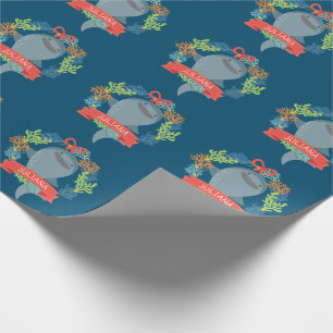 Funny Whale Shark met naam Kerstmis Cadeaupapier