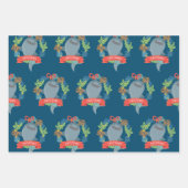 Funny Whale Shark met naam Kerstmis Inpakpapier Vel (Voorkant)