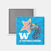 Funny Whale Wizard Alphabet Parodie Cartoon Magneet (Voorkant / Achterkant)