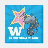 Funny Whale Wizard Alphabet Parodie Cartoon Magneet (Voorkant)
