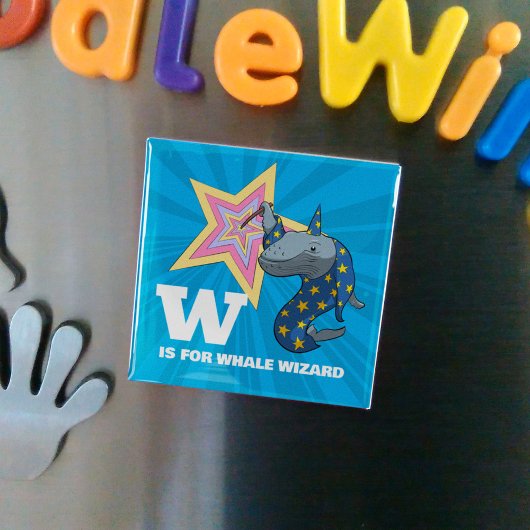 Funny Whale Wizard Alphabet Parodie Cartoon Magneet